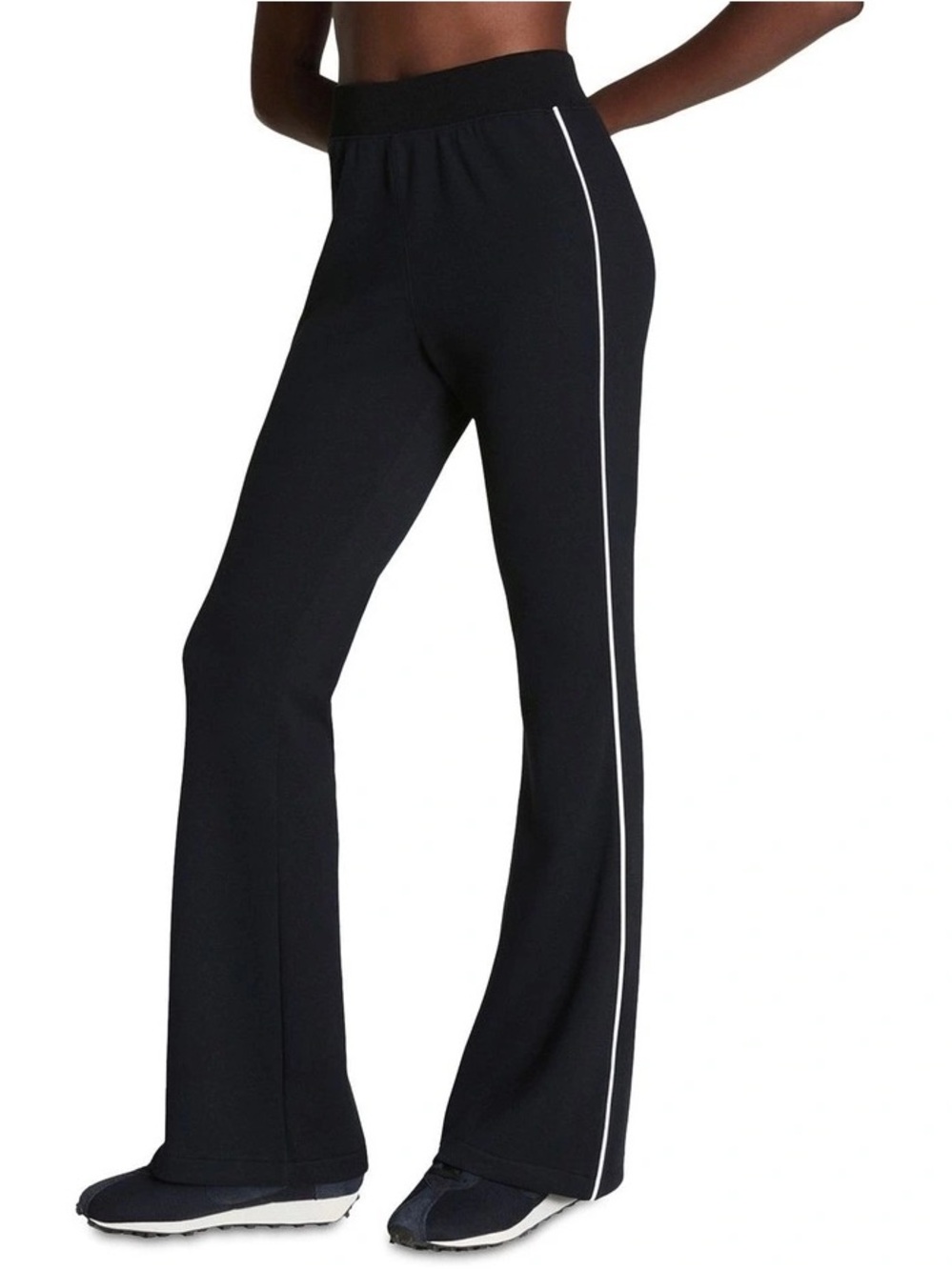 Spanx Air Essentials Black White Stripe Flared Track Pants Size Large
